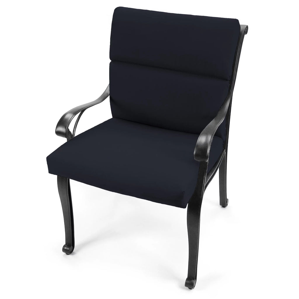 Navy Rectangular Outdoor Chair Cushion with Ties D34640
