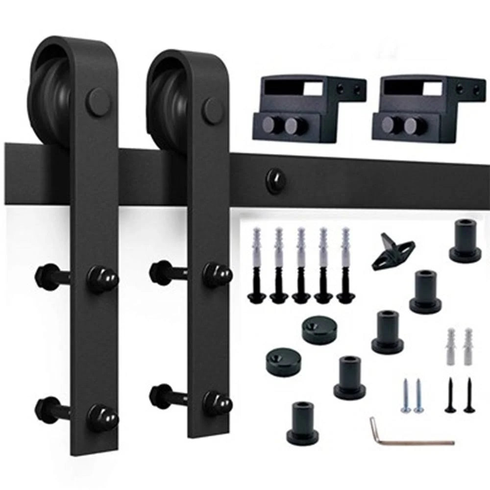 Red Oak Paneled Wood Barn Door with Installation Hardware Kit V517747