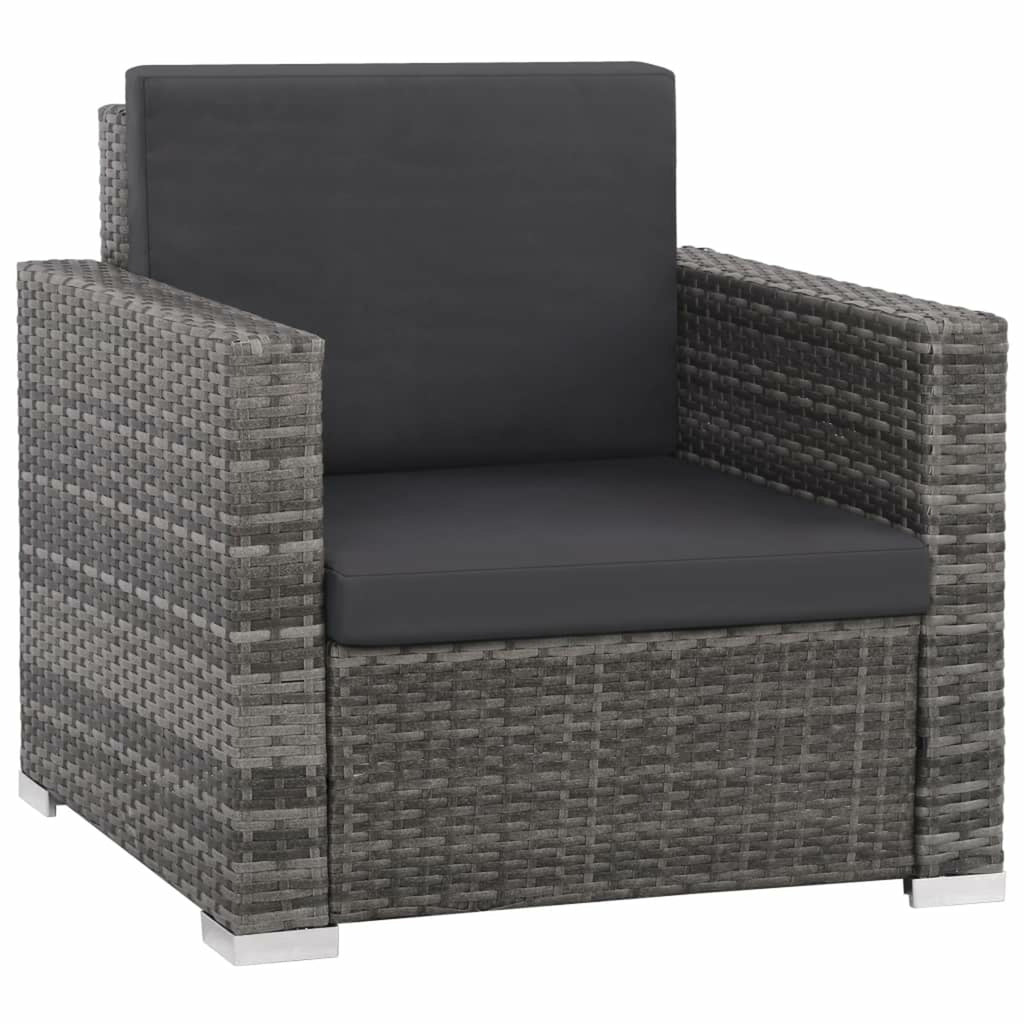 12 Piece Gray Poly Rattan Outdoor Patio Sectional Sofa with Coffee Table and Ottoman T1465