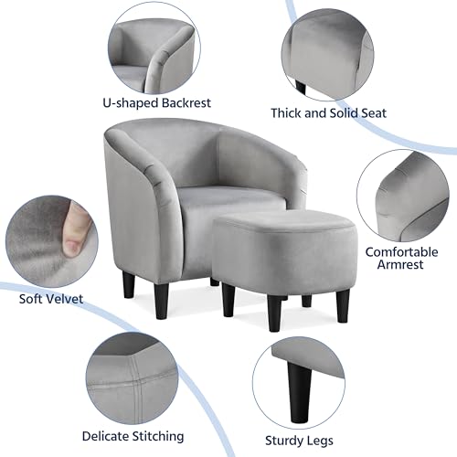 Fabric Accent Armchair with Ottoman X6121