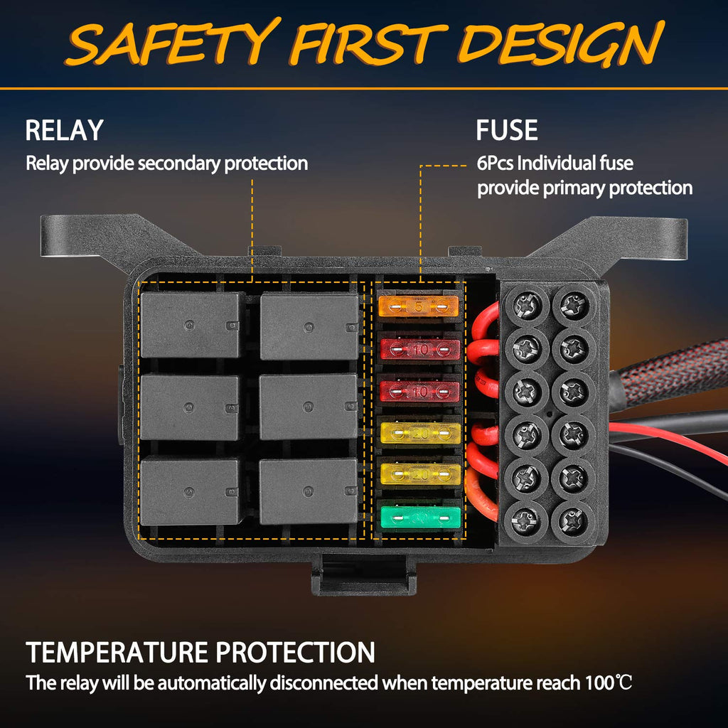 6 Gang Switch Panel Automatic Dimmable LED Car Switch Button Touch Switch Box U340