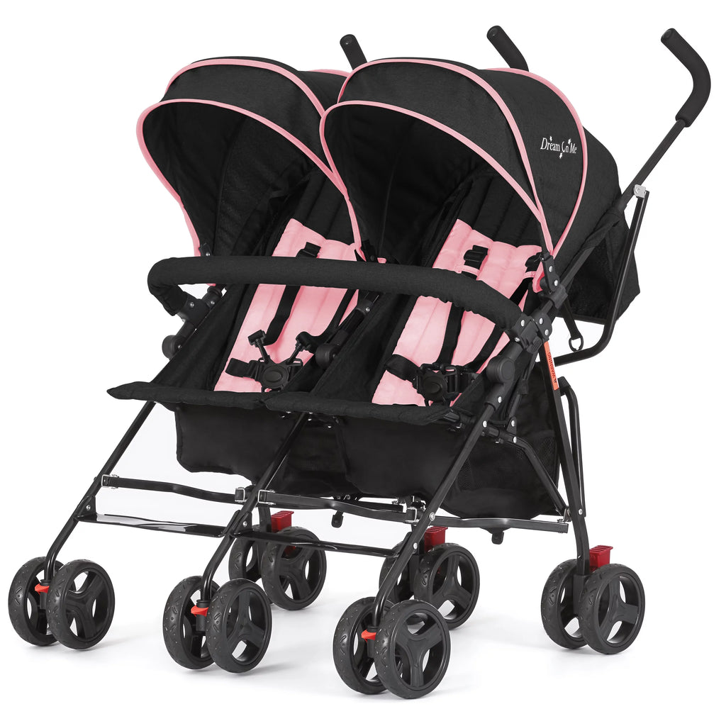 Lightweight Compact Double Umbrella Stroller with Storage Basket and Adjustable Canopy W19588
