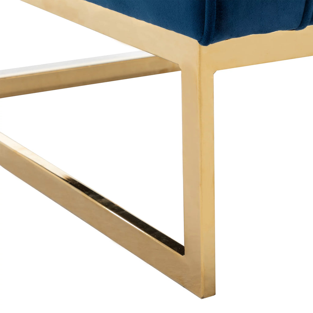Navy Blue Velvet Accent Armchair with Gold Base X805437