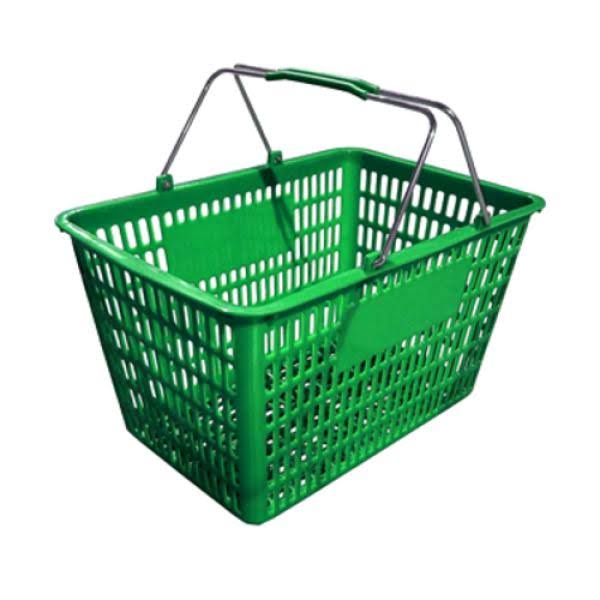Green Plastic-Steel Shopping Basket 50 lbs. Capacity X396357