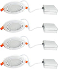 Black Trim 12W Ultra-Thin Recessed Gimbal Downlight (4 Pack) Dimmable O60707