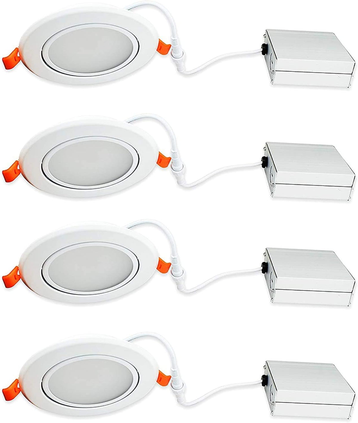 Black Trim 12W Ultra-Thin Recessed Gimbal Downlight (4 Pack) Dimmable O60707