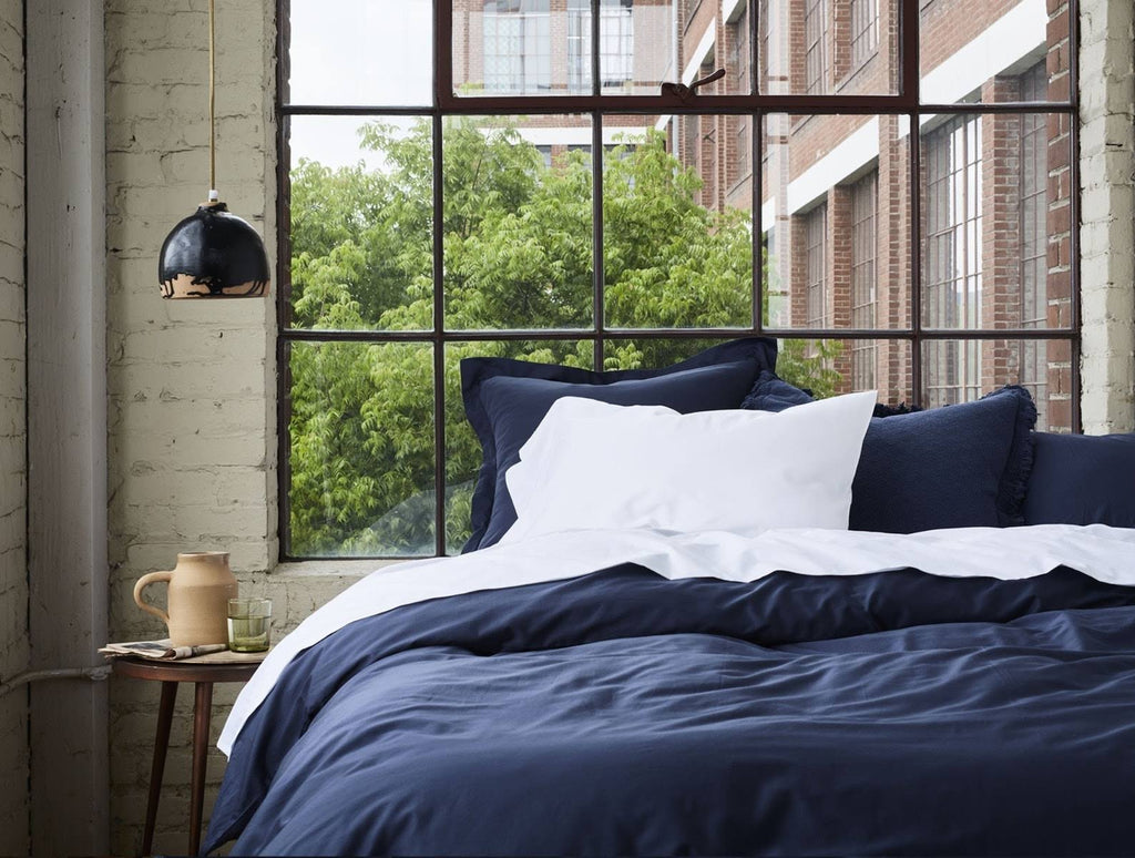 Moonlight Blue Organic Sateen Fitted Sheet L7011
