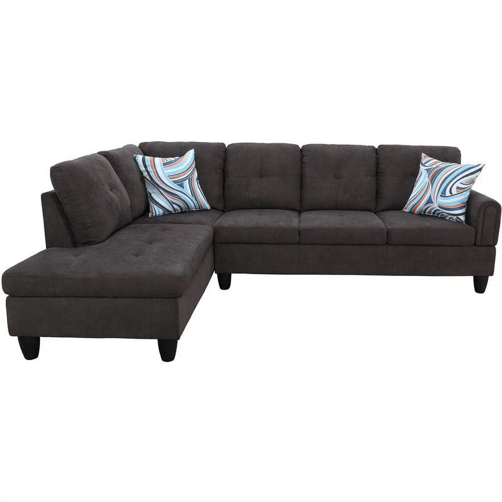 Linen Fabric Sectional Sofa Set in Dark Brown Z552245