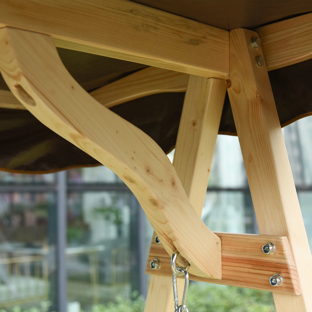 2-Person Outdoor Porch Swing with Wooden Stand R72679