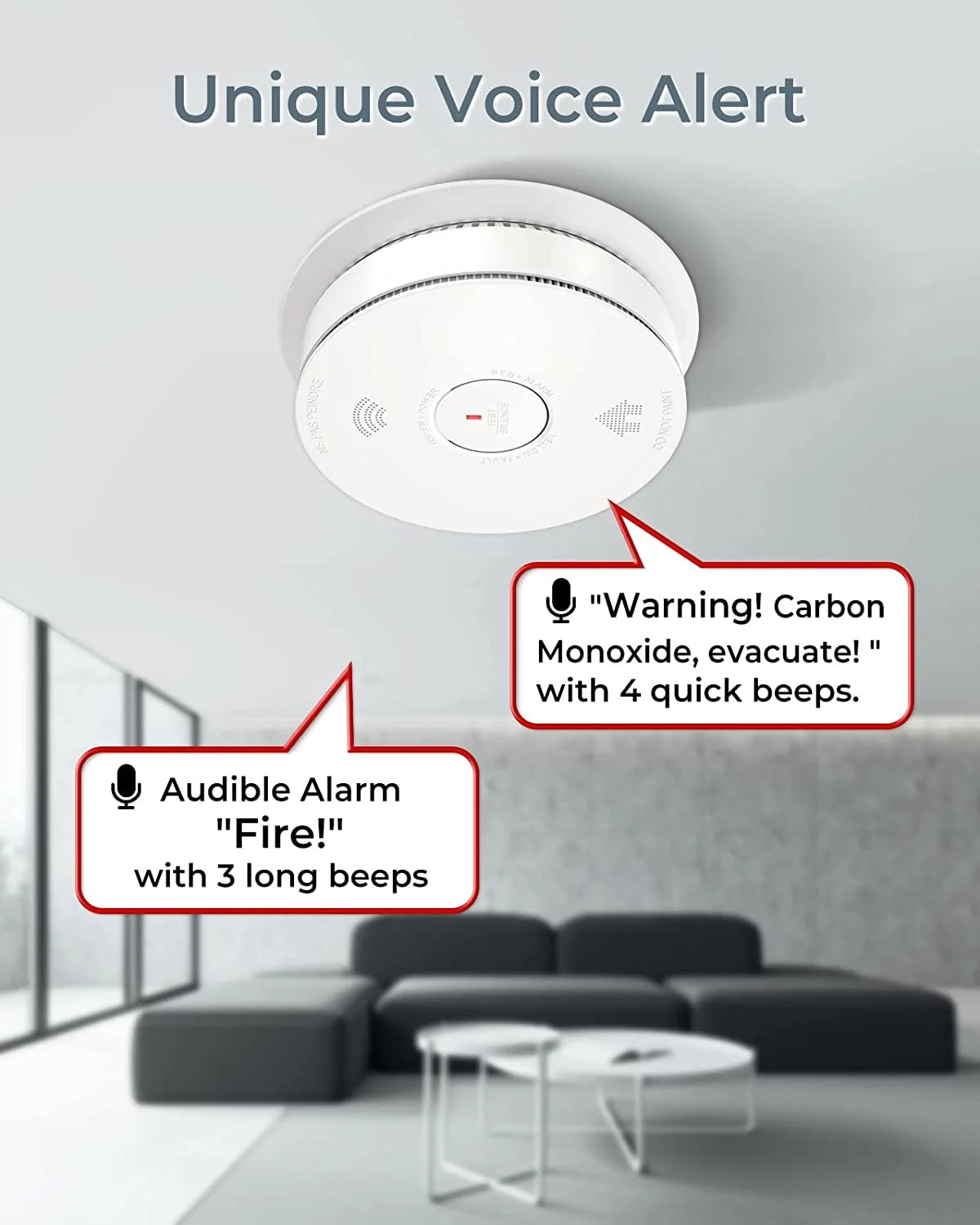 WiFi Smoke Detector Carbon Monoxide Detector Combo, 2 Pack C996