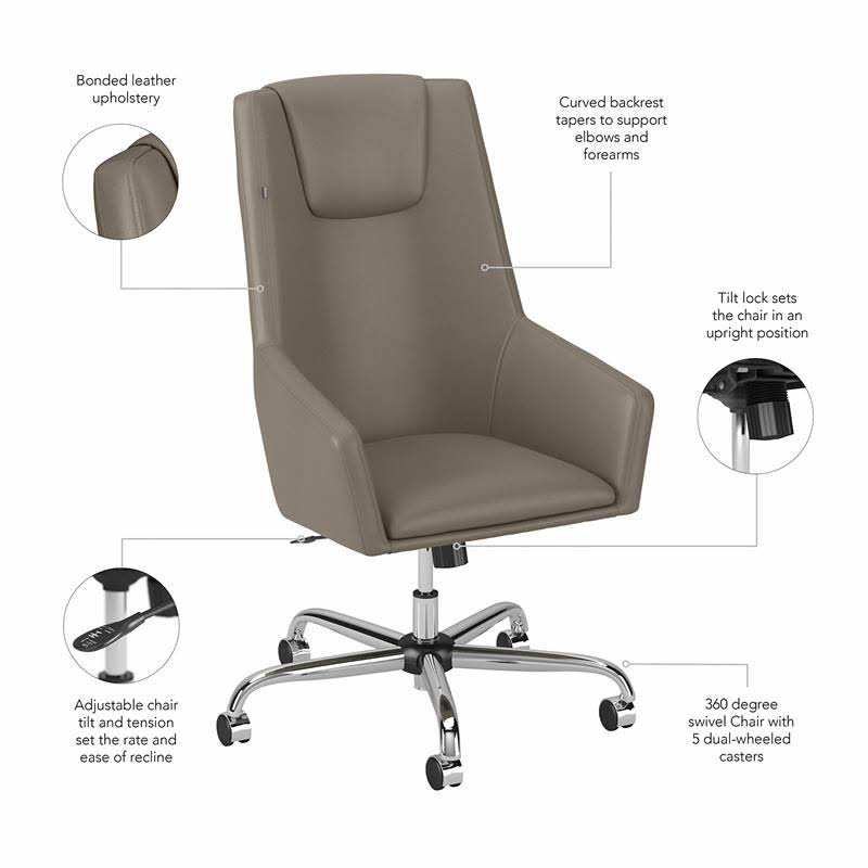 Washed Gray Bonded Leather High Back Box Chair V7278