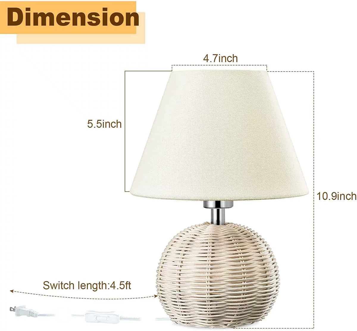 Woven Rattan Table Lamp with Drum Shade F86524