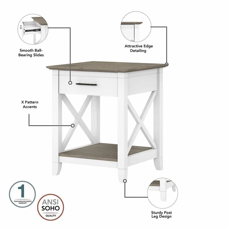 White and Gray Engineered Wood Coffee Table with End Tables U86312
