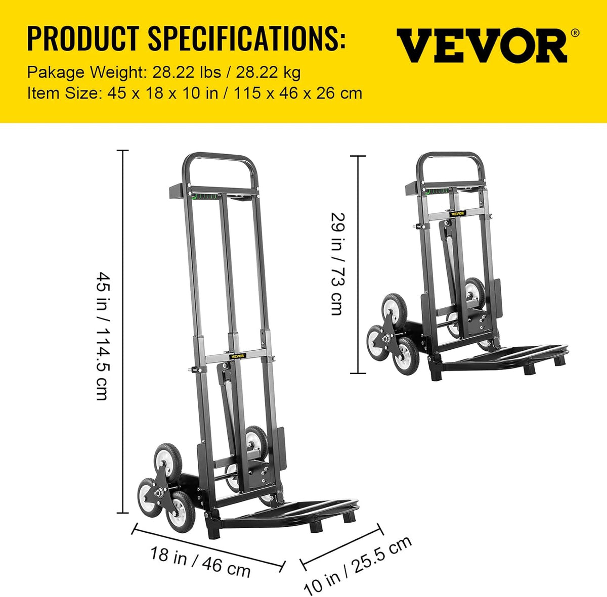 Stair Climbing Cart 420lbs Capacity Hand Truck with Adjustable Handle E929