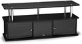 Gray Black Stainless Steel TV Stand with 3 Storage Cabinets A2521