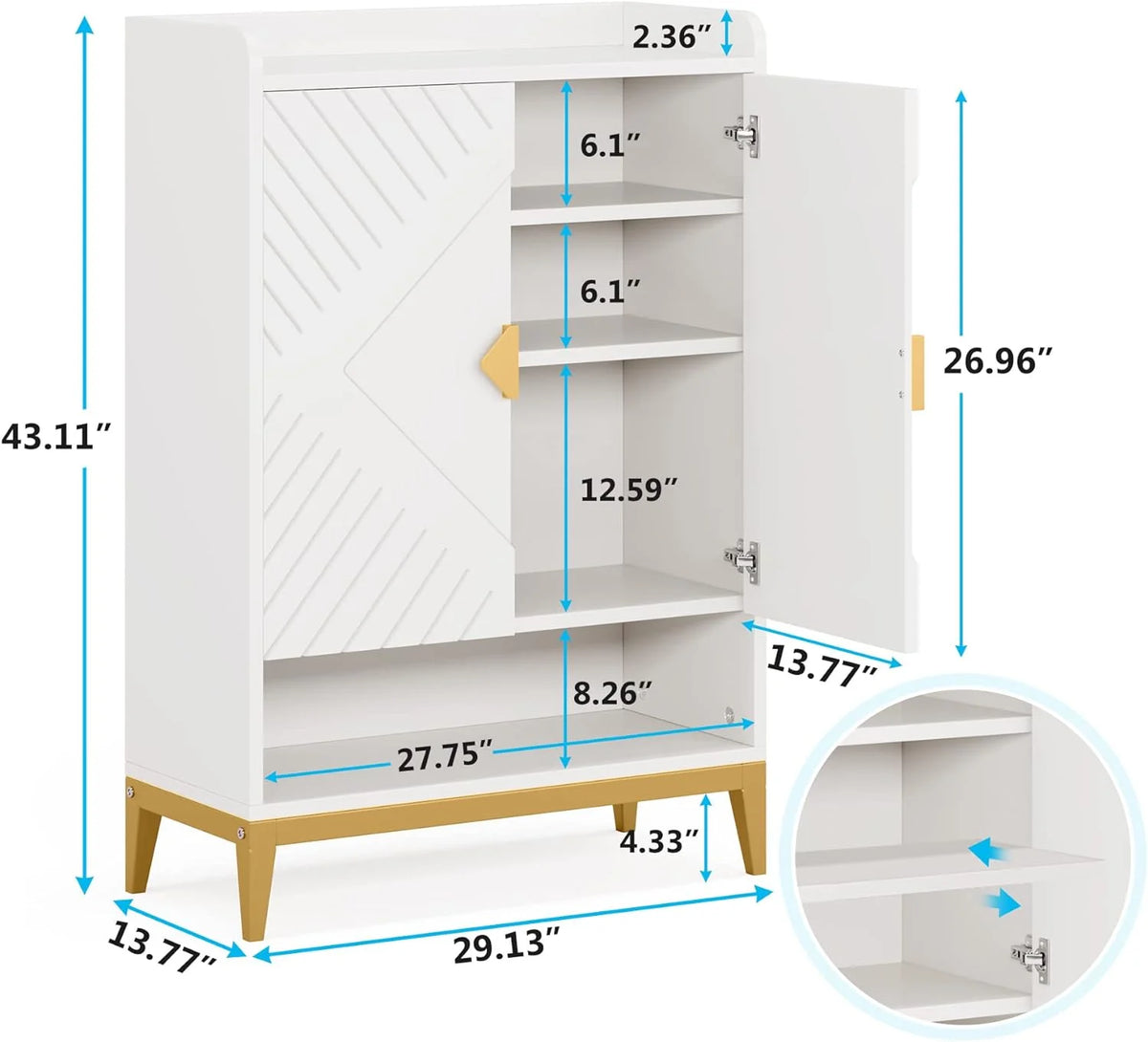 25 Pair 6-Tier Wooden Shoe Storage Cabinet with Doors J415075