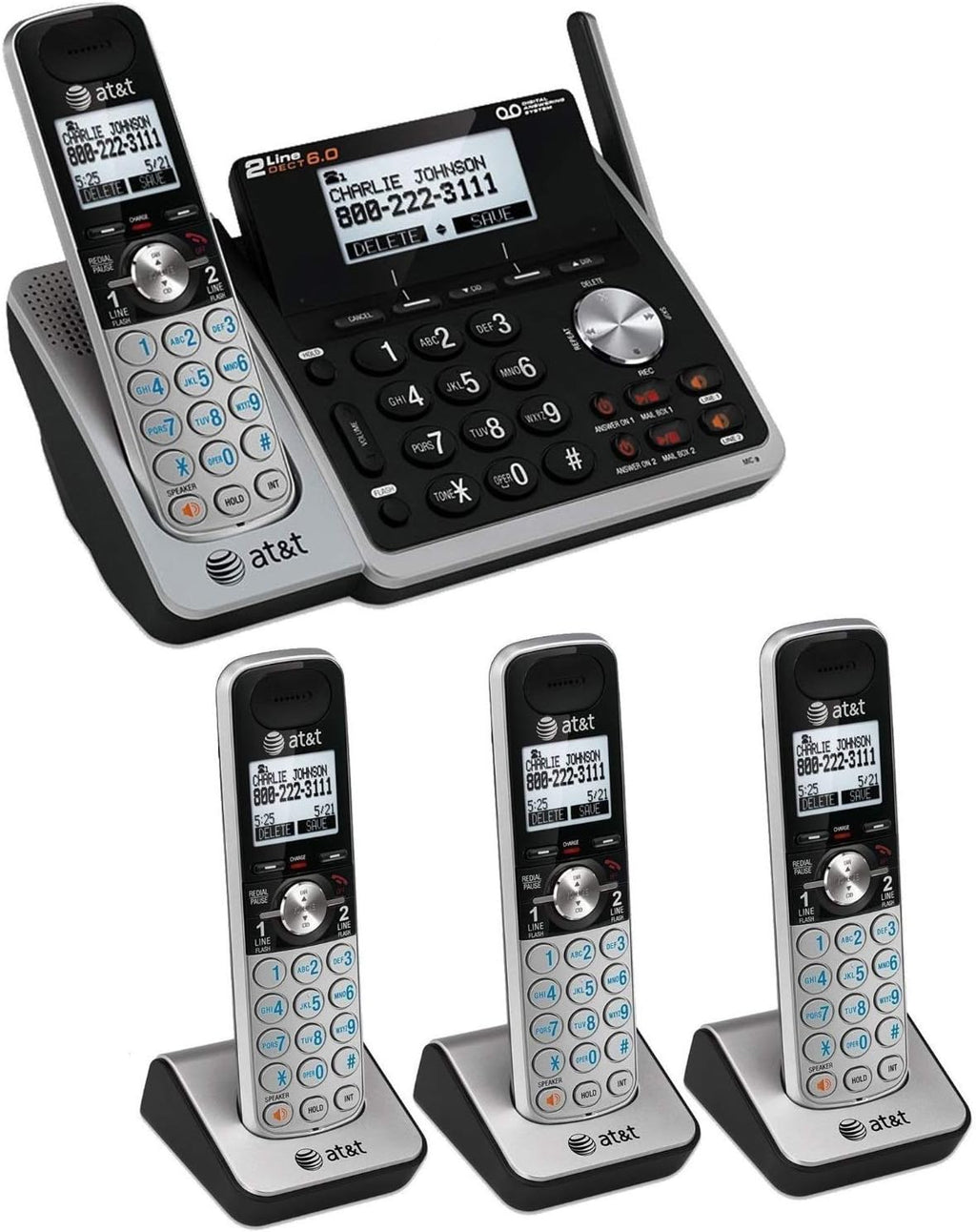 Black 3 Handset Expandable Cordless Phone with Answering System J974444
