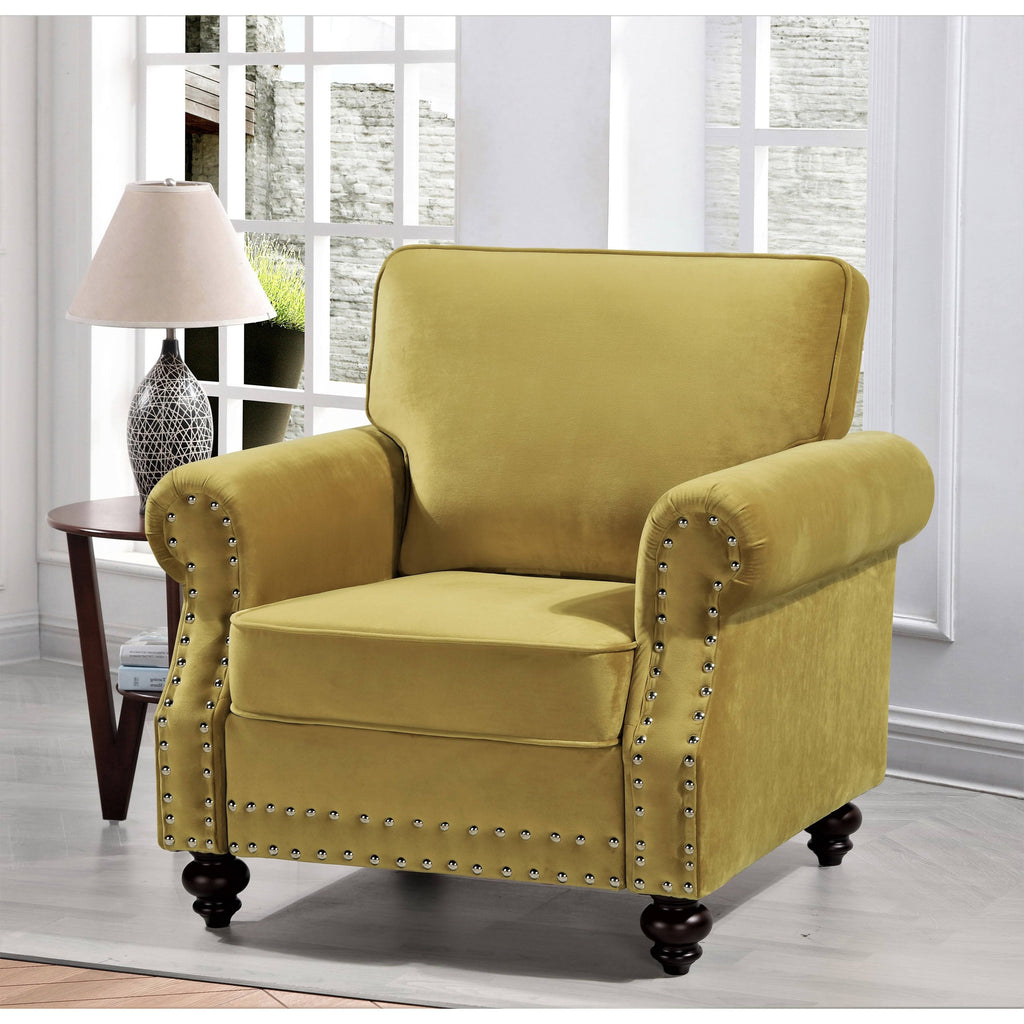 Black Velvet Nailhead Chair V81189