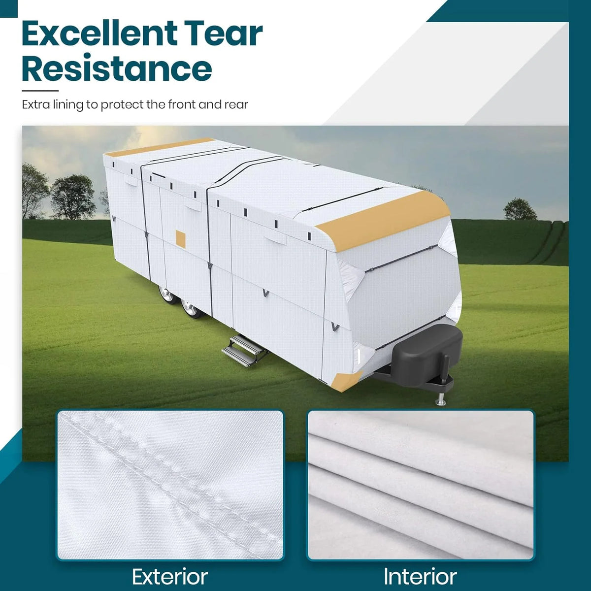 Ripstop Diamond Travel Trailer RV Cover with Adhesive Repair Patch (Fits 33' - 35') P298