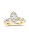 Marquise Diamond Halo Bridal Wedding Ring Band Set 1 Cttw S795