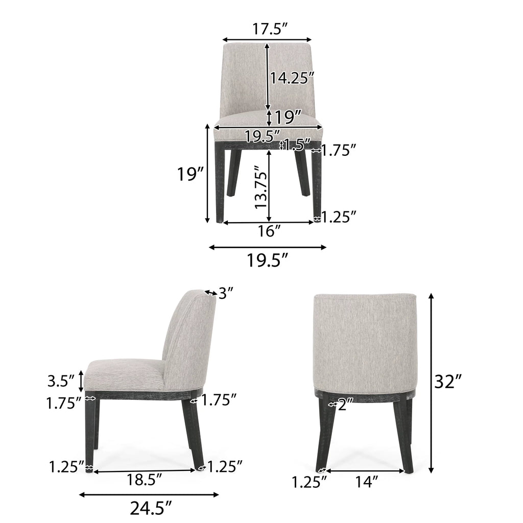 Fabric Upholstered Wood Dining Chairs, Set of 2 Z78925