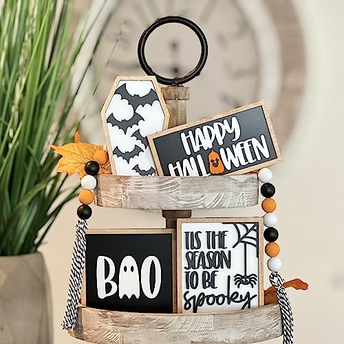 7 Pcs Halloween Themed Tiered Tray Decor Set Z56289