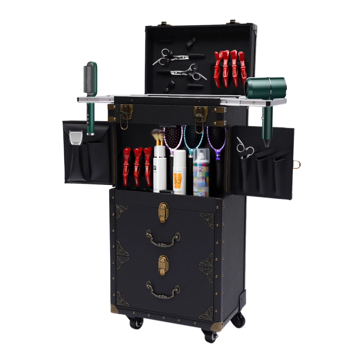 Portable Rolling Makeup Train Case Cosmetic Organizer P14197