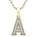 0.10 Carat Round White Diamond Initial Pendant, 10K Yellow Gold W8587