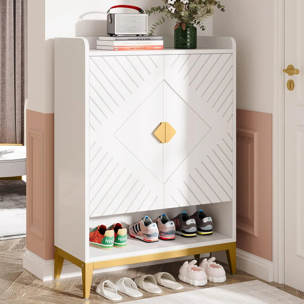 25 Pair 6-Tier Wooden Shoe Storage Cabinet with Doors J415075