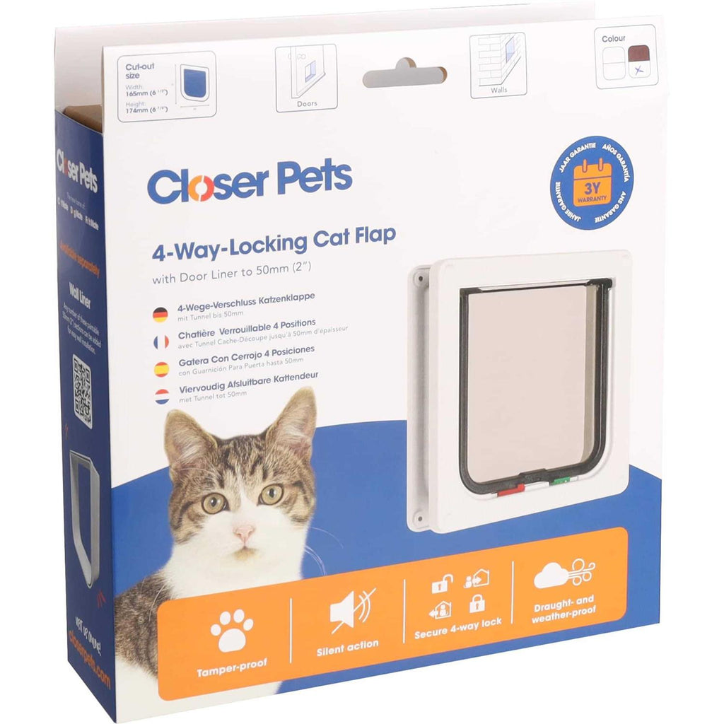 4 Way Locking Cat Flap with Door Liner E313