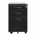 Black Metal 3-Drawer Mobile Filing Cabinet U235