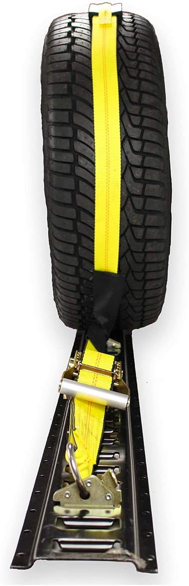 4 Wheel Straps with E-Track Fittings and 3 Rubber Blocks, 11’ x 2” Ratchet Strap, Pack of 2 G655
