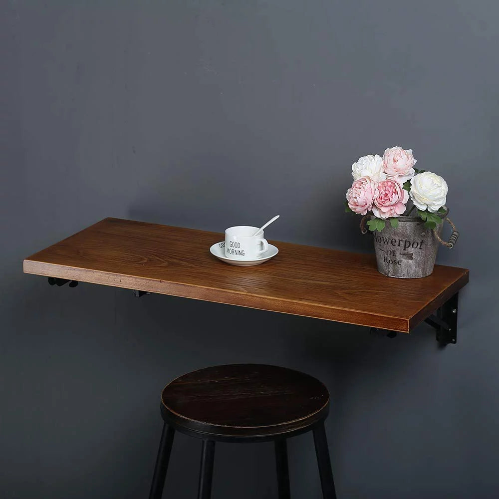47" Lx14 W Folding Wall Mounted Pine Wood Table C272