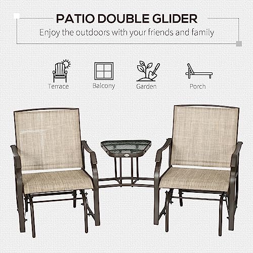 Gray 2-Seat Outdoor Glider Chair with Coffee Table F37901