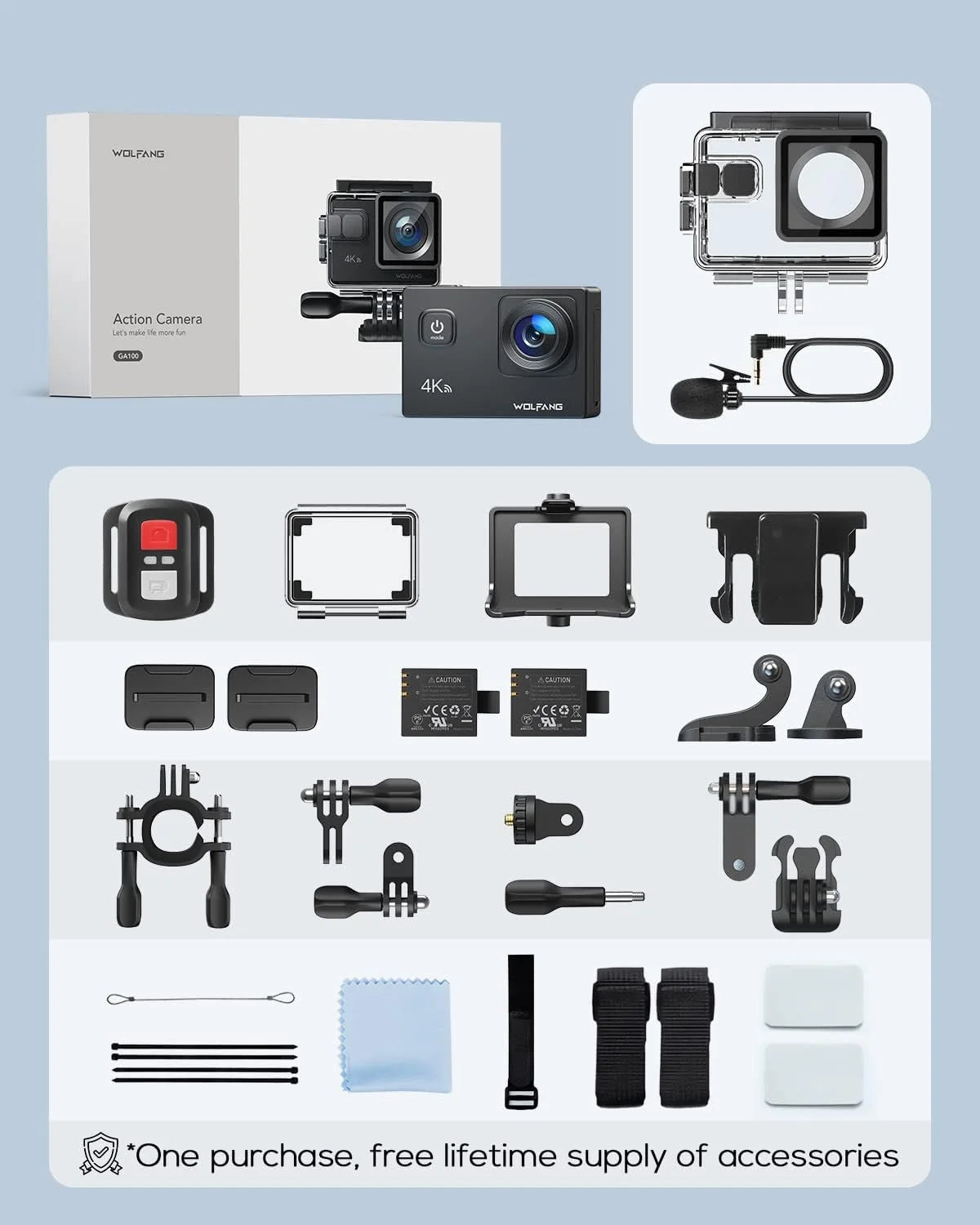 4K 24 FPS 20MP Wi-Fi Waterproof Underwater Action Camera M231627
