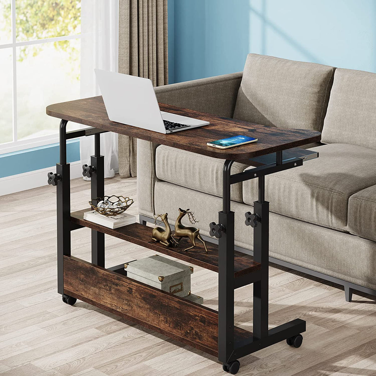 Mobile Height Adjustable Desk with Wireless Charging Station Q182130