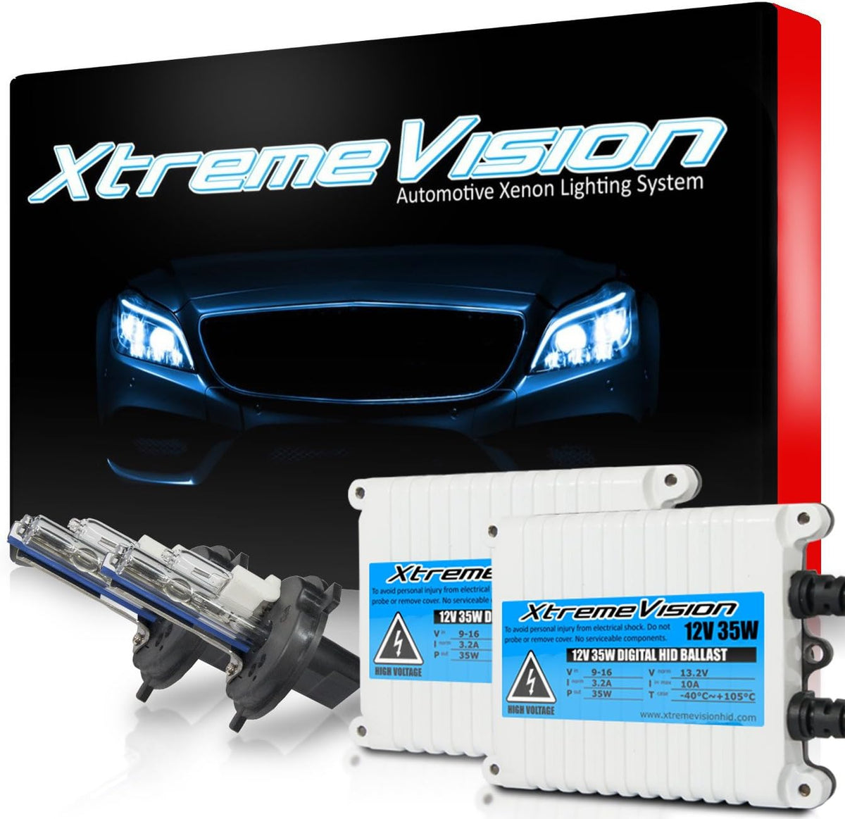 35W AC Xenon HID Bundle with Slim AC Ballast (1 Pair) and H4 / 9003 30000K Deep Blue Xenon Bulbs (1 Pair) P6941