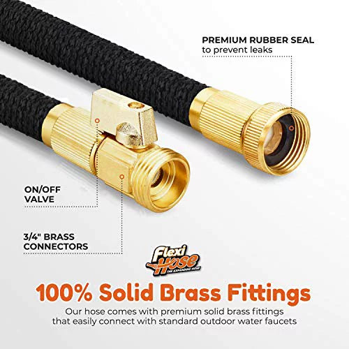100 FT Expandable Garden Hose with 3/4 Inch Brass Fittings S2088
