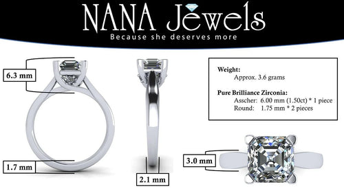 1.50ct Asscher Solitaire Silver CZ Engagement Ring Z701747
