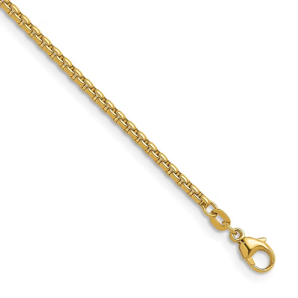18K Yellow Gold Polished Solid Box Chain Necklace 24" V2491