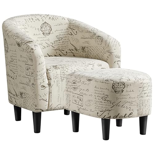 Fabric Accent Armchair with Ottoman X6121