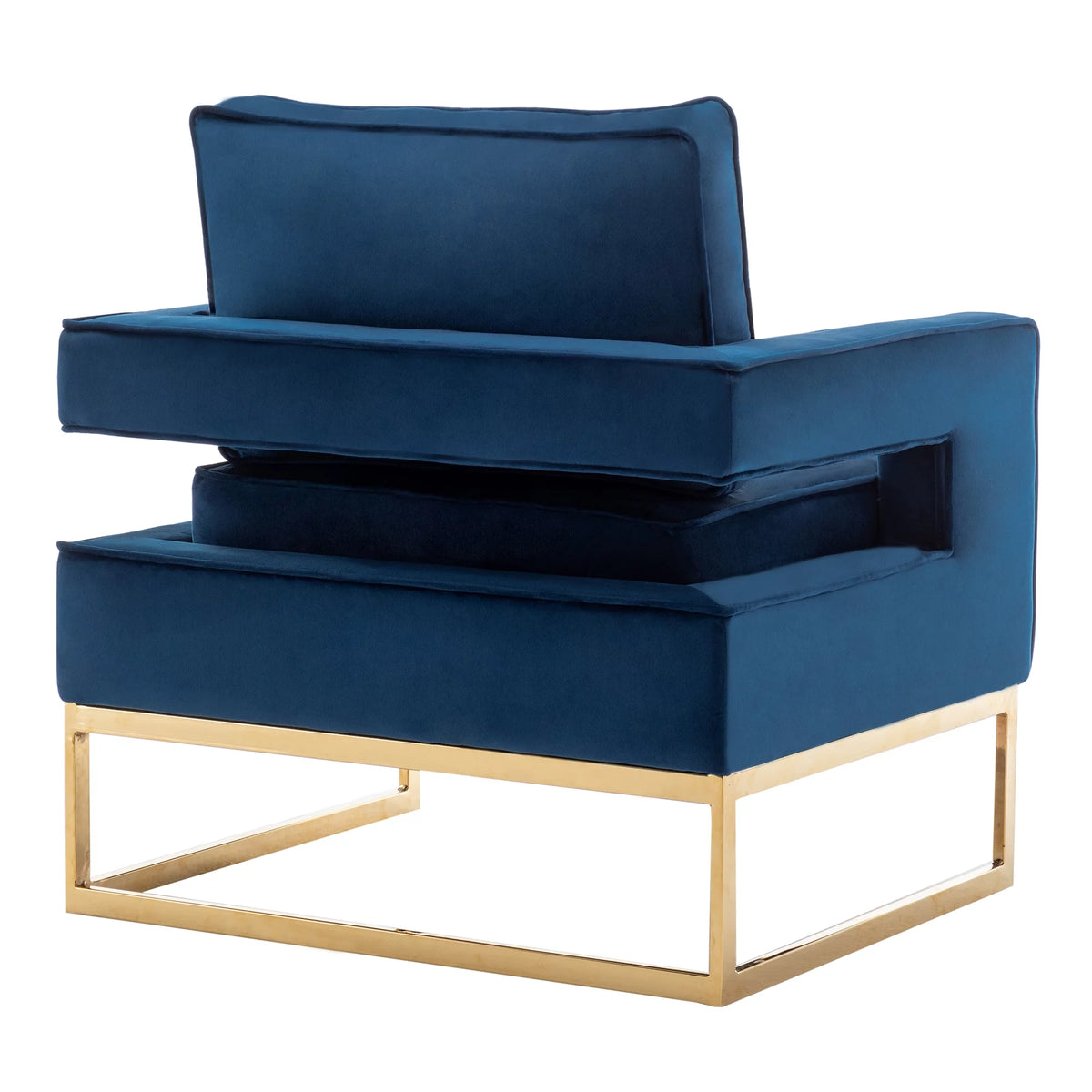 Navy Blue Velvet Accent Armchair with Gold Base X805437