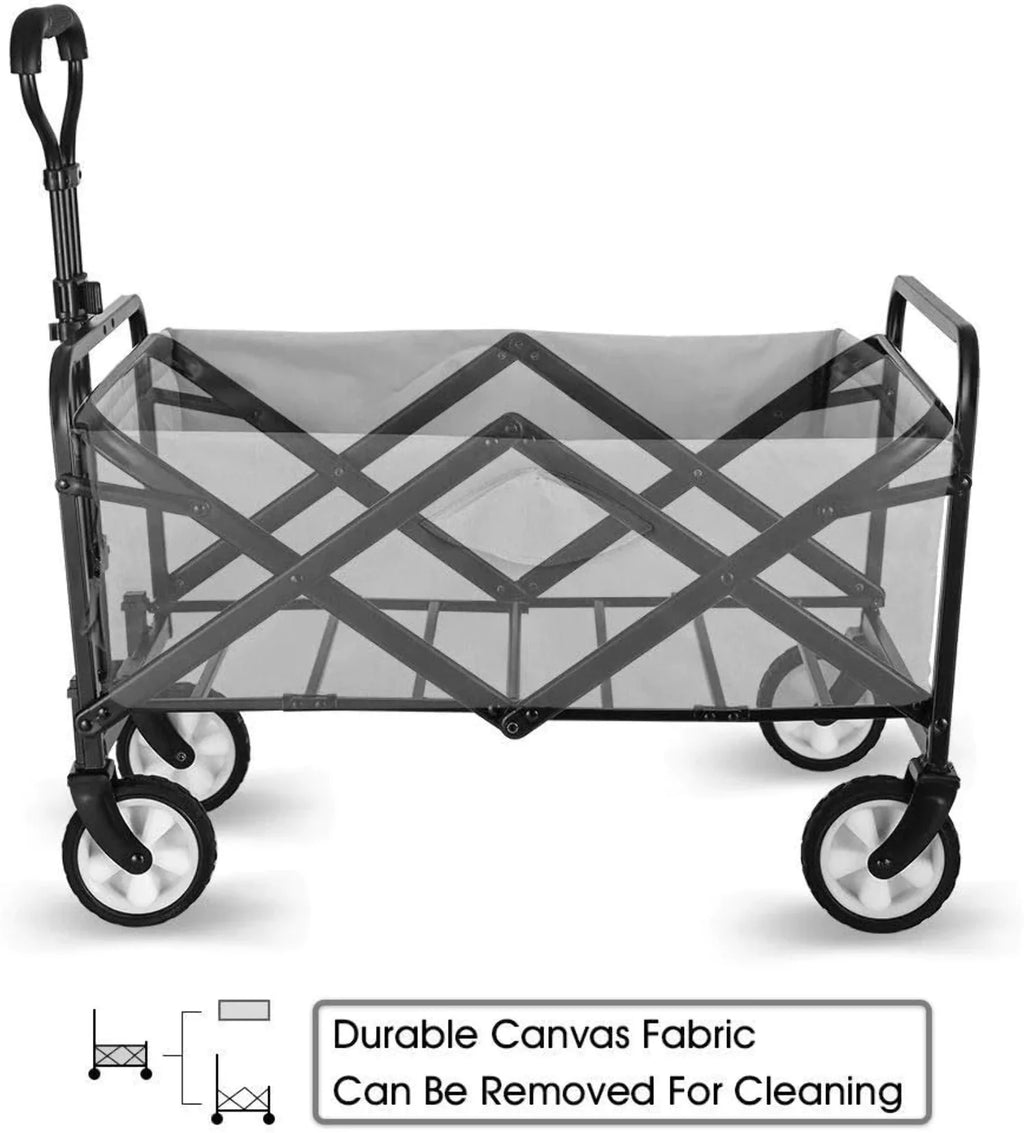 Collapsible Folding Utility Wagon Cart 5" Solid Rubber Wheels T487676