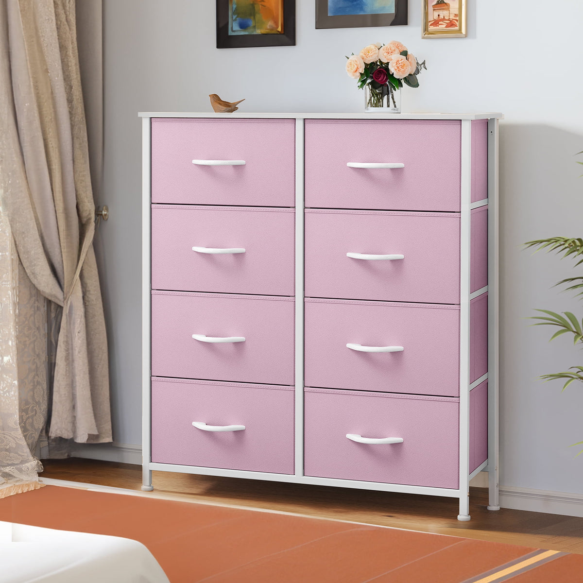 Black 8 Drawer Fabric Dresser T832