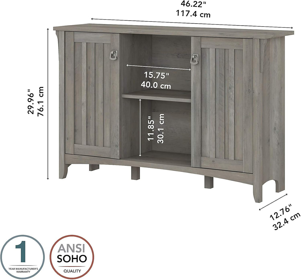 Accent Storage Cabinet with Doors, Driftwood Gray N130