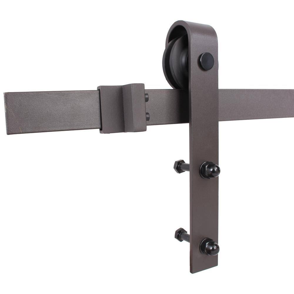 Brown Stained Solid Pine Wood Interior Sliding Barn Door with Hardware Kit P34469