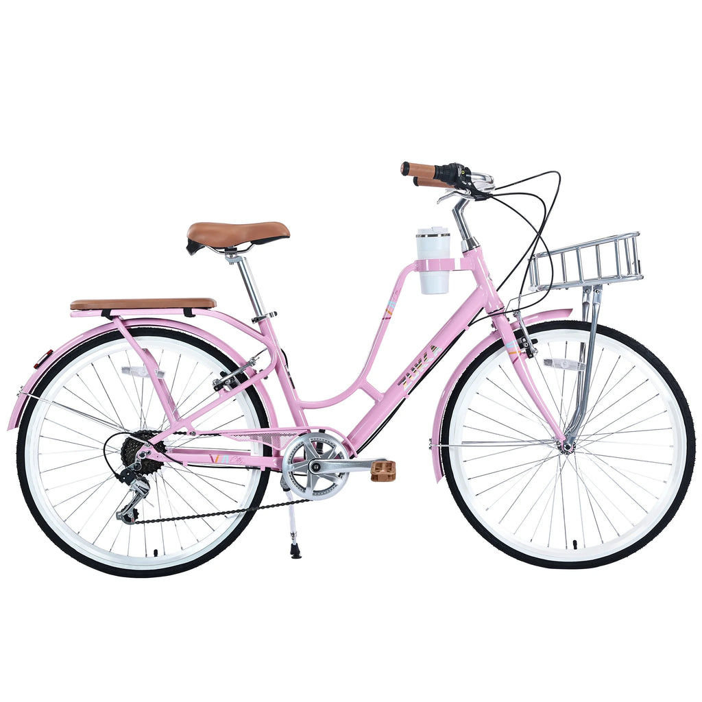 26 inch 7 Speed Pink Cruiser Bike B15814