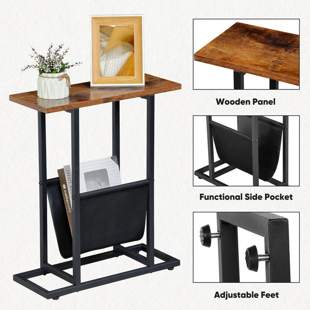 Narrow End Table with Side Pocket J3896