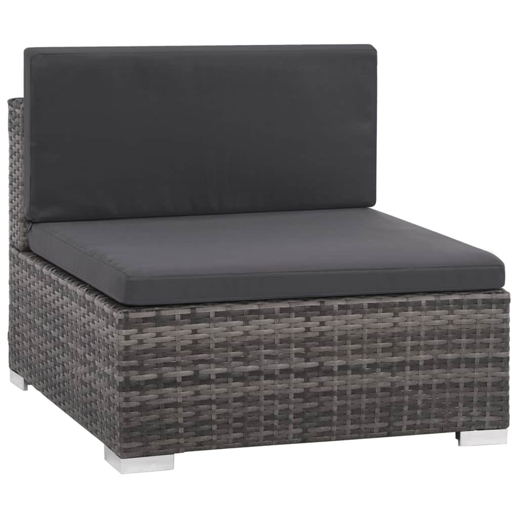 12 Piece Gray Poly Rattan Outdoor Patio Sectional Sofa with Coffee Table and Ottoman T1465