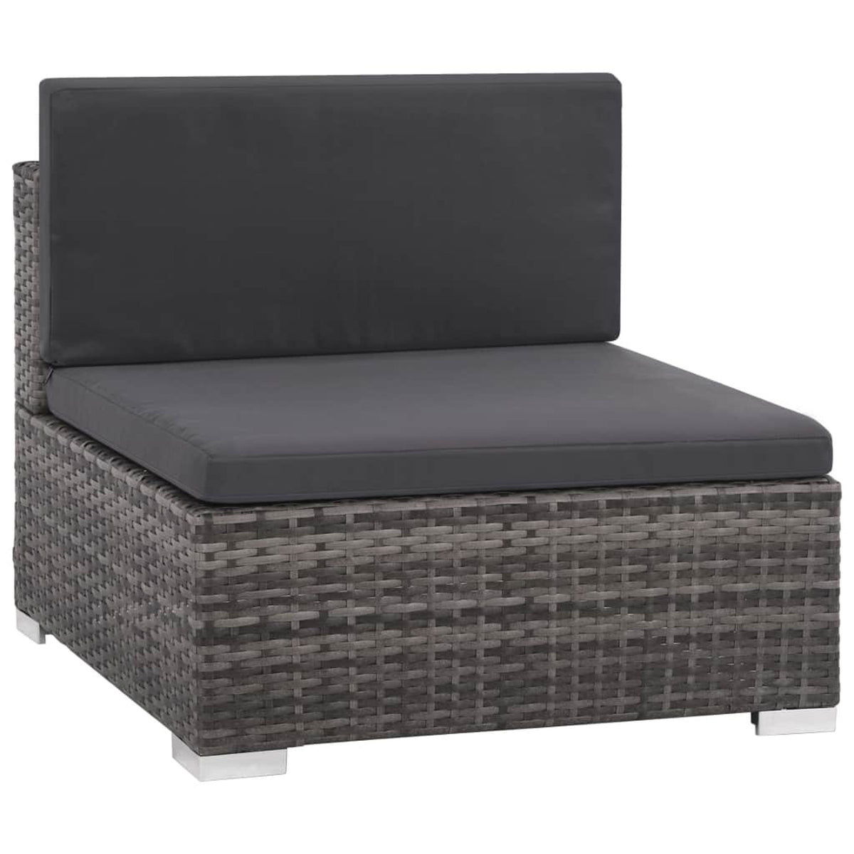 12 Piece Gray Poly Rattan Outdoor Patio Sectional Sofa with Coffee Table and Ottoman T1465